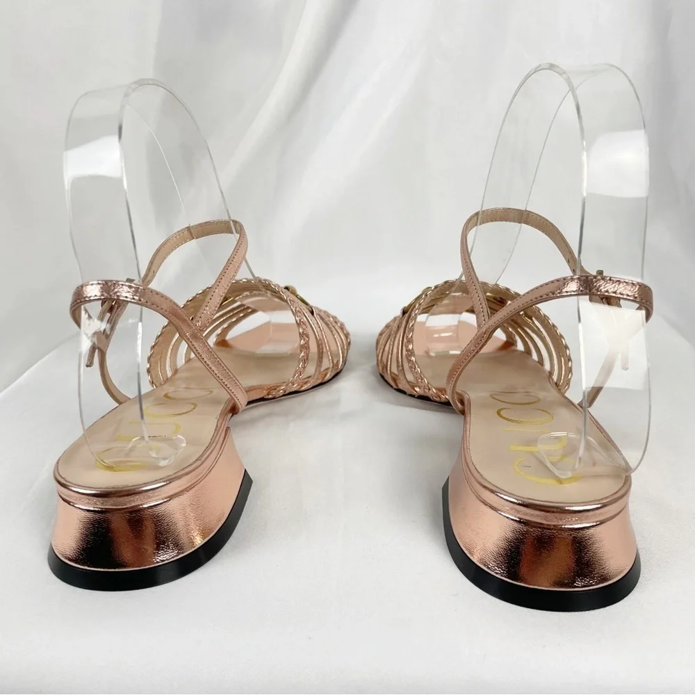 Gucci Ketty Horsebit 25mm Metallic Sandals Pink Size 35.5